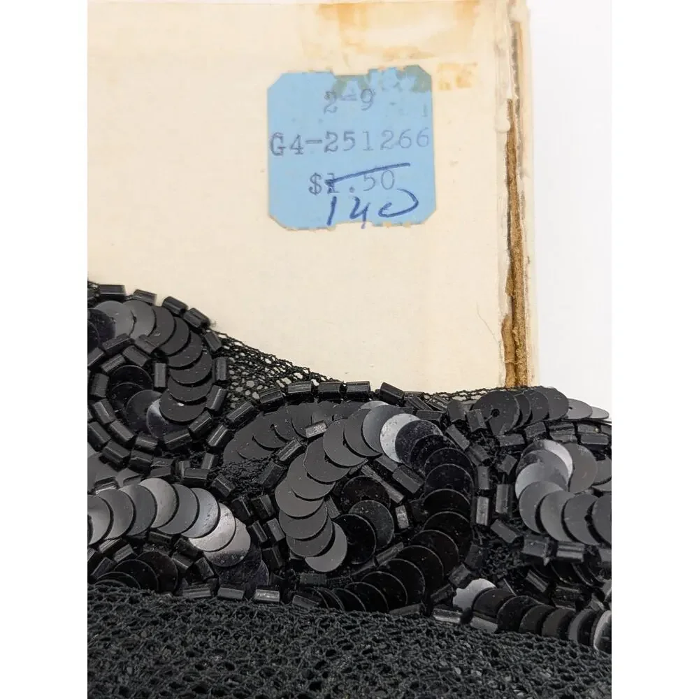 Vintage Black Sequin Trim 9.5 Yards 1in Sewing Costume Craft Embellishment